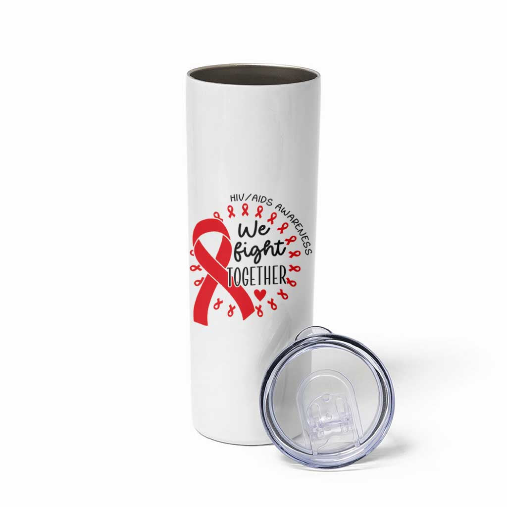 HIV Awareness Red Ribbon Support Gift Skinny Tumbler We Fight Together - Wonder Print Shop