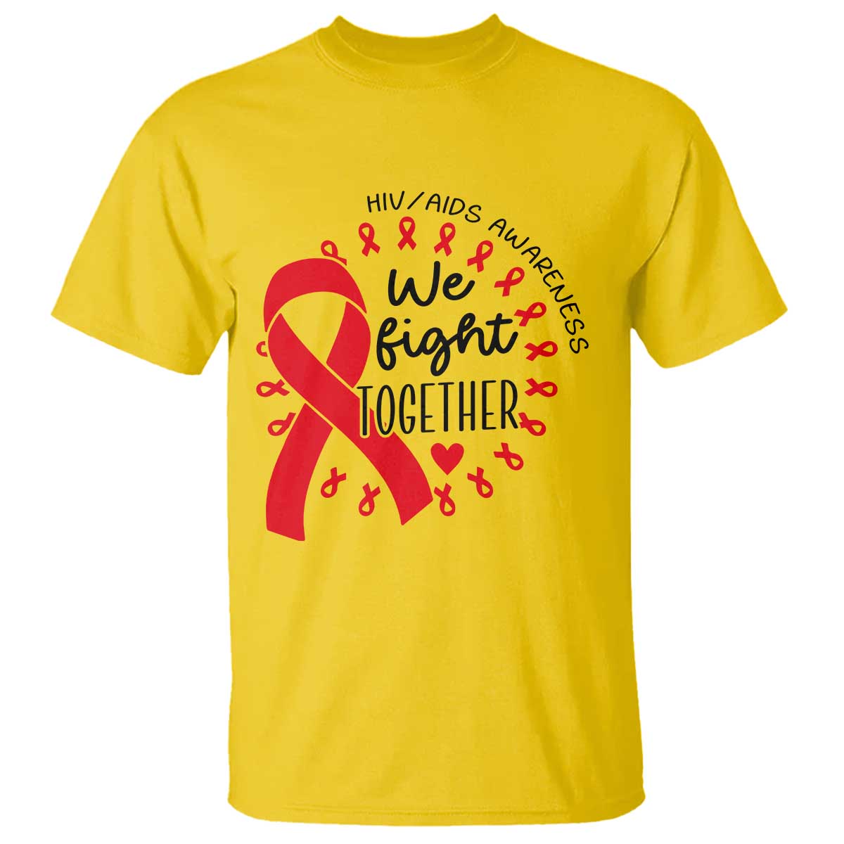 HIV Awareness Red Ribbon Support Gift T Shirt We Fight Together - Wonder Print Shop