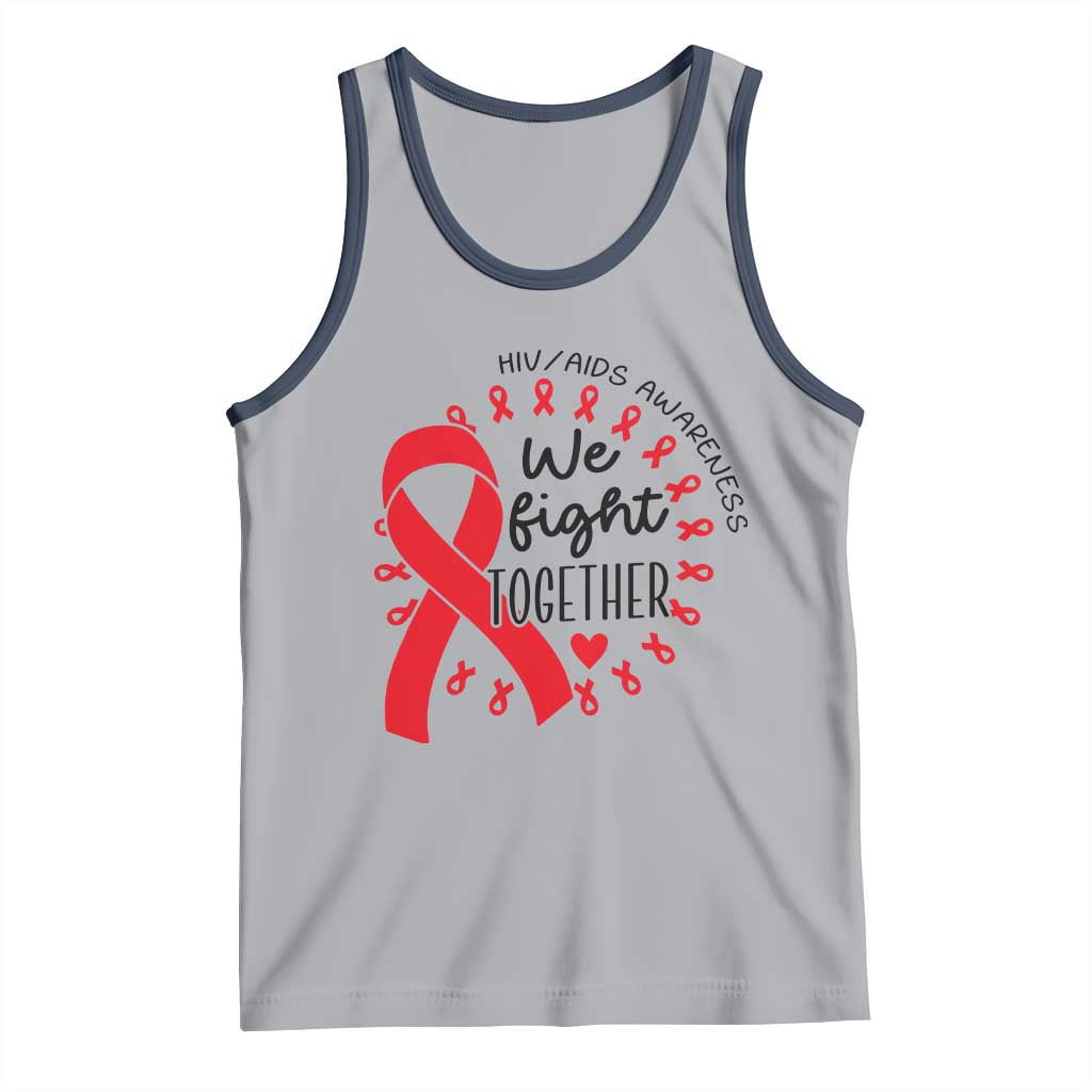 HIV Awareness Red Ribbon Support Gift Tank Top We Fight Together - Wonder Print Shop