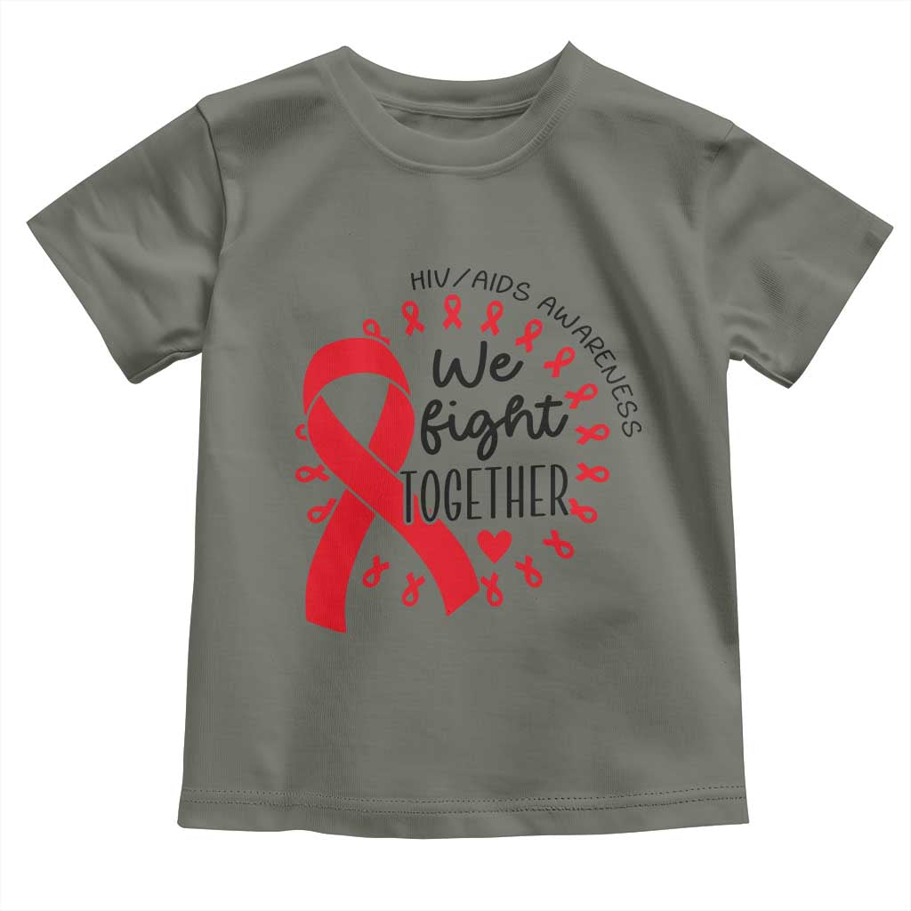 HIV Awareness Red Ribbon Support Gift Toddler T Shirt We Fight Together - Wonder Print Shop