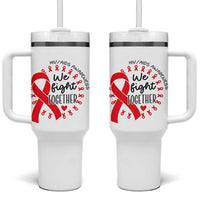 HIV Awareness Red Ribbon Support Gift Tumbler With Handle We Fight Together - Wonder Print Shop