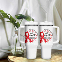 HIV Awareness Red Ribbon Support Gift Tumbler With Handle We Fight Together - Wonder Print Shop