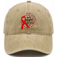 HIV Awareness Red Ribbon Support Gift Washed Cotton Baseball Cap We Fight Together