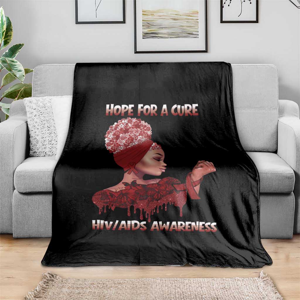 Hope For A Cure HIV Awareness Throw Blanket Support Squad Gift - Wonder Print Shop