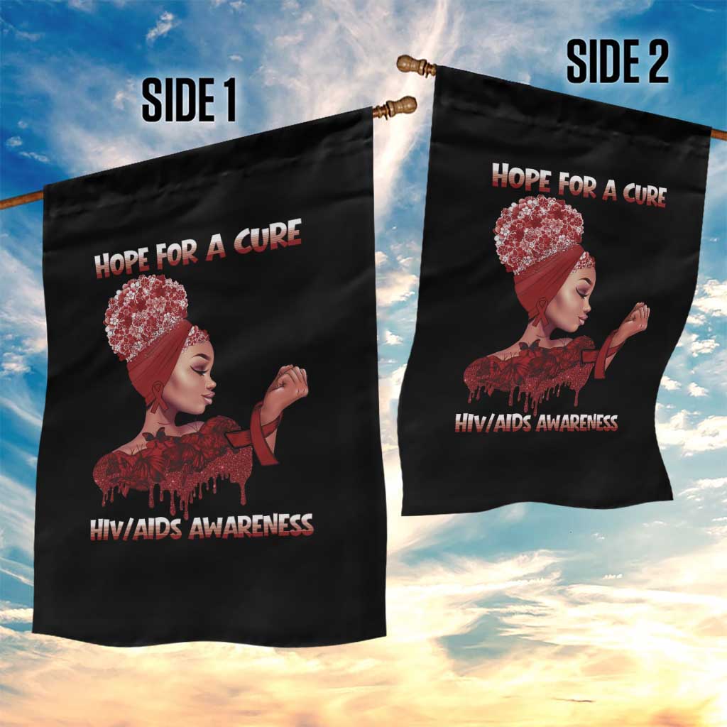 Hope For A Cure HIV Awareness Garden Flag Support Squad Gift - Wonder Print Shop
