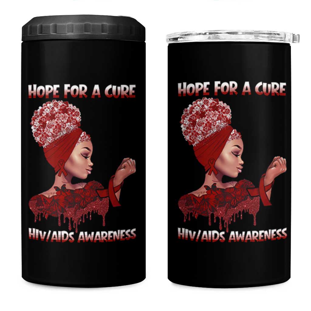 Hope For A Cure HIV Awareness 4 in 1 Can Cooler Tumbler Support Squad Gift - Wonder Print Shop