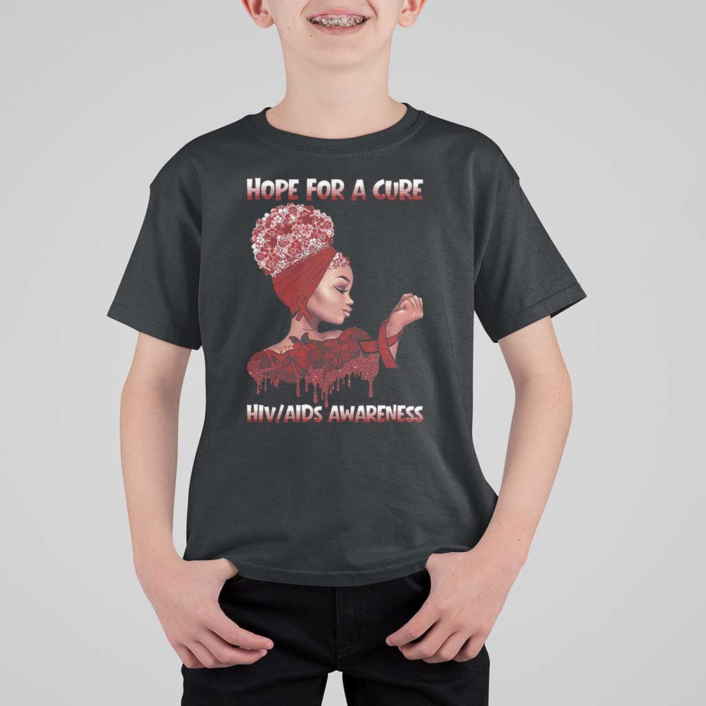 Hope For A Cure HIV Awareness T Shirt For Kid Support Squad Gift - Wonder Print Shop