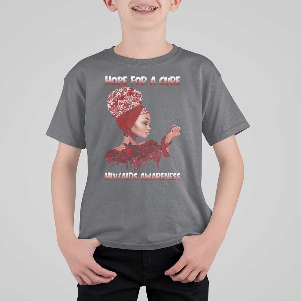 Hope For A Cure HIV Awareness T Shirt For Kid Support Squad Gift - Wonder Print Shop