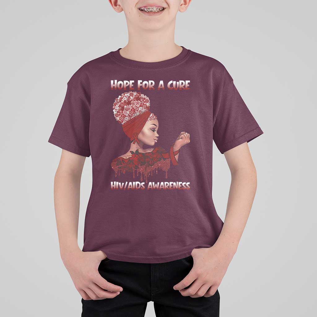 Hope For A Cure HIV Awareness T Shirt For Kid Support Squad Gift - Wonder Print Shop