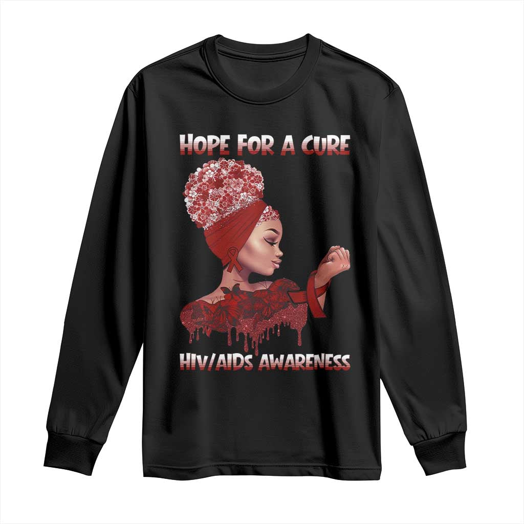 Hope For A Cure HIV Awareness Long Sleeve Shirt Support Squad Gift - Wonder Print Shop
