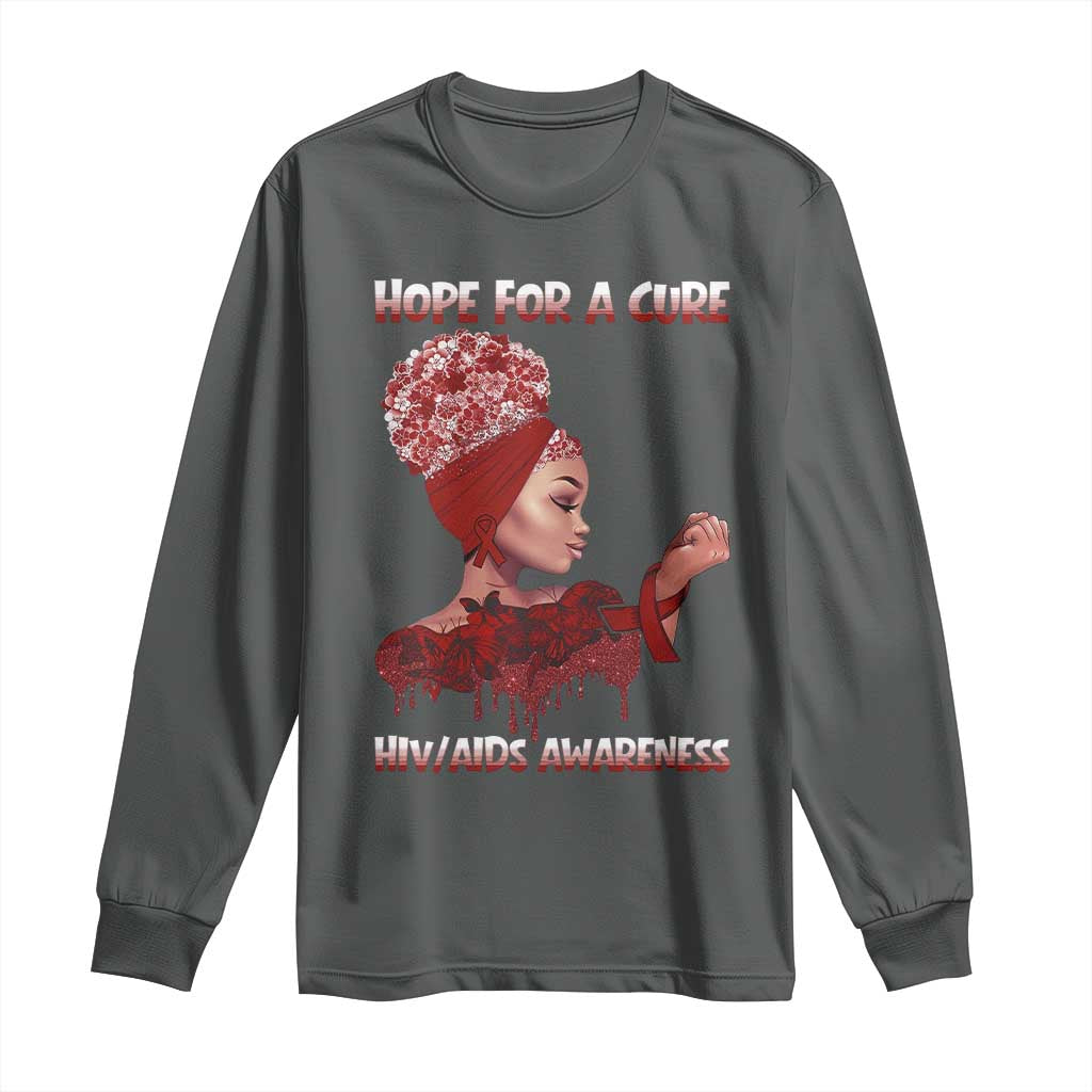Hope For A Cure HIV Awareness Long Sleeve Shirt Support Squad Gift - Wonder Print Shop