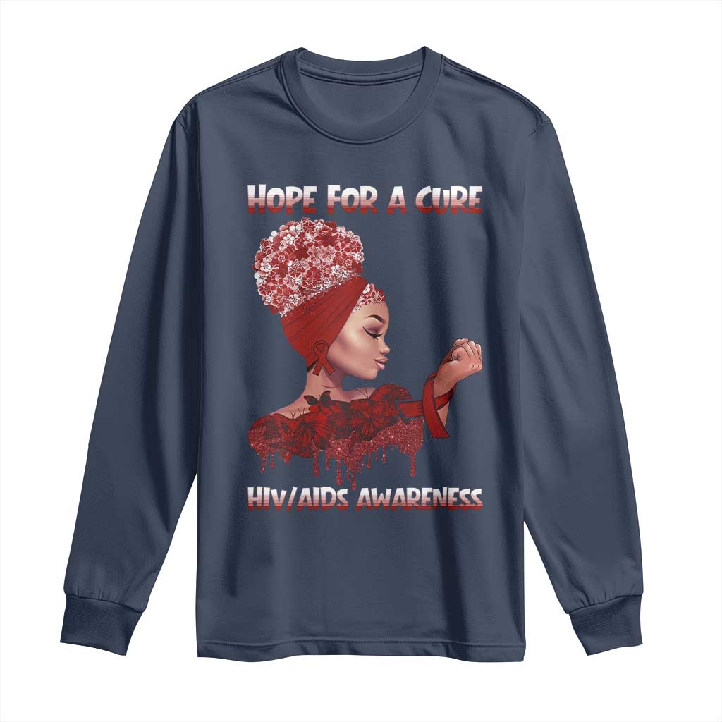 Hope For A Cure HIV Awareness Long Sleeve Shirt Support Squad Gift - Wonder Print Shop