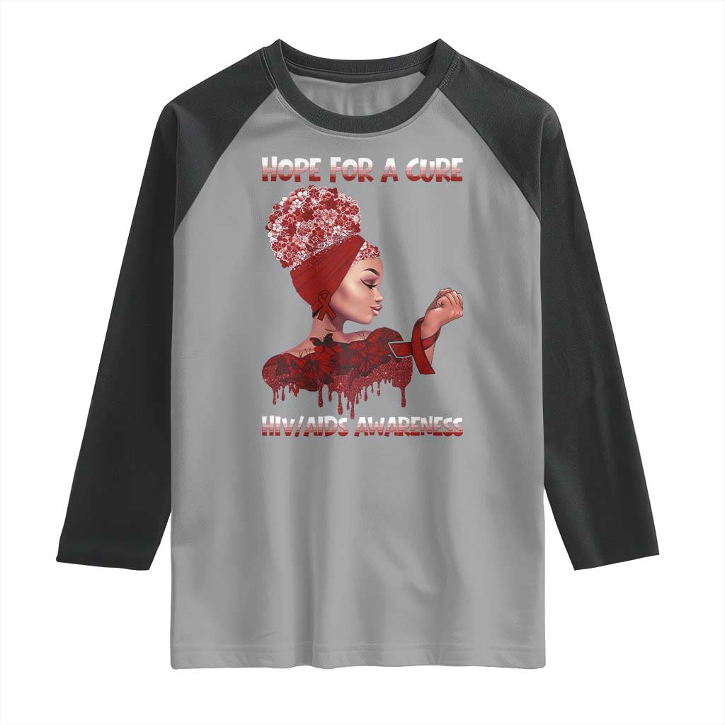 Hope For A Cure HIV Awareness Raglan Shirt Support Squad Gift - Wonder Print Shop