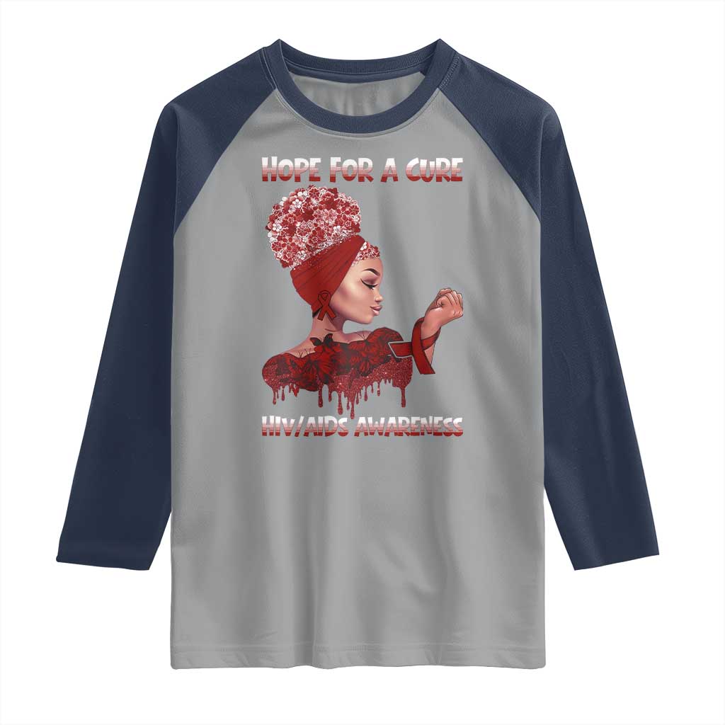Hope For A Cure HIV Awareness Raglan Shirt Support Squad Gift - Wonder Print Shop