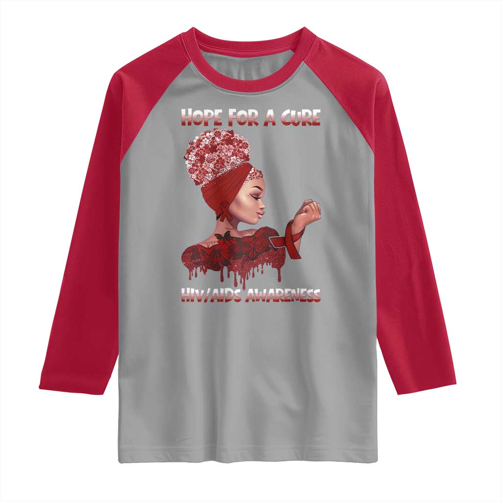 Hope For A Cure HIV Awareness Raglan Shirt Support Squad Gift - Wonder Print Shop