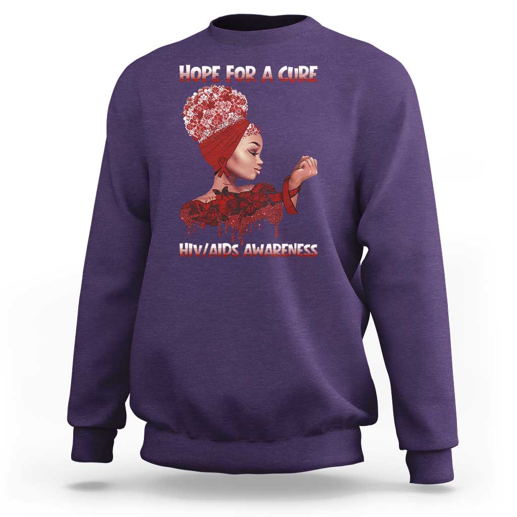 Hope For A Cure HIV Awareness Sweatshirt Support Squad Gift - Wonder Print Shop