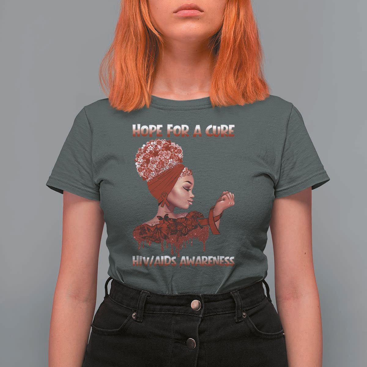 Hope For A Cure HIV Awareness T Shirt For Women Support Squad Gift - Wonder Print Shop