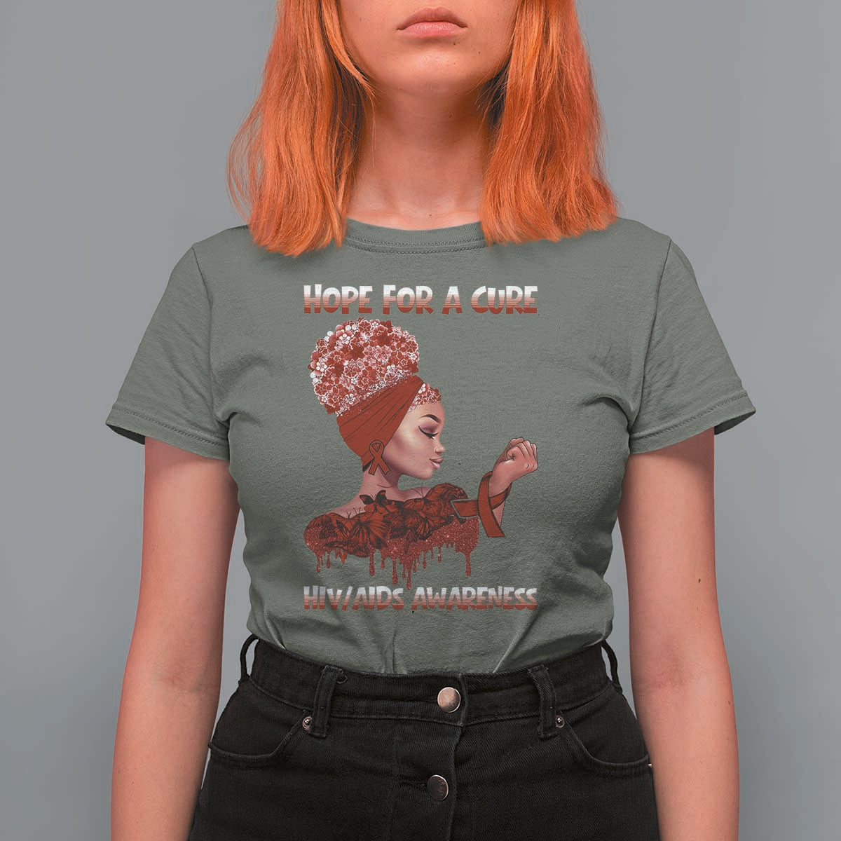 Hope For A Cure HIV Awareness T Shirt For Women Support Squad Gift - Wonder Print Shop