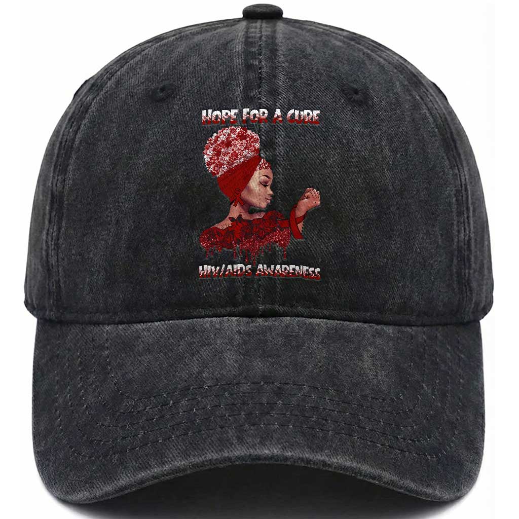 Hope For A Cure HIV Awareness Washed Cotton Baseball Cap Support Squad Gift