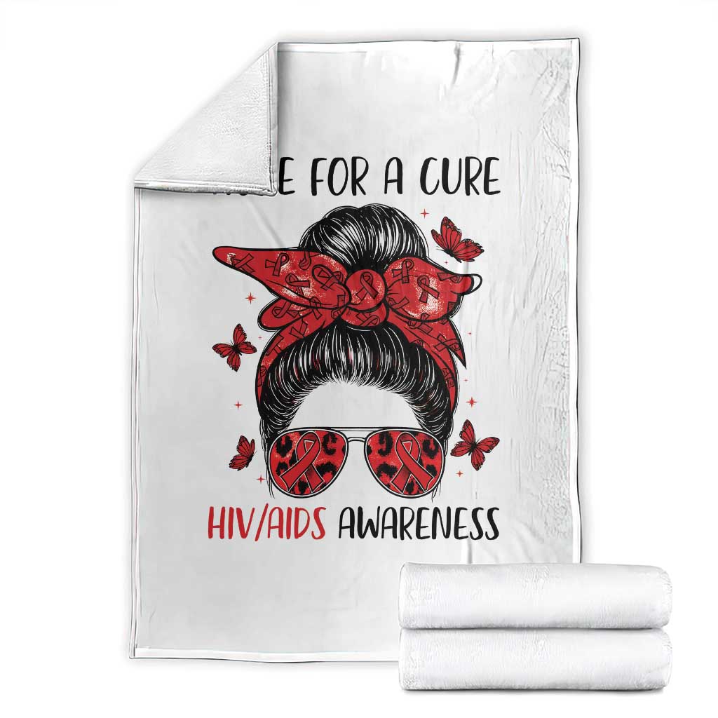 Hope For A Cure HIV Awareness Throw Blanket Strong Woman Red Ribbon Gift - Wonder Print Shop