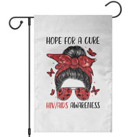 Hope For A Cure HIV Awareness Garden Flag Strong Woman Red Ribbon Gift - Wonder Print Shop