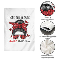 Hope For A Cure HIV Awareness Garden Flag Strong Woman Red Ribbon Gift - Wonder Print Shop