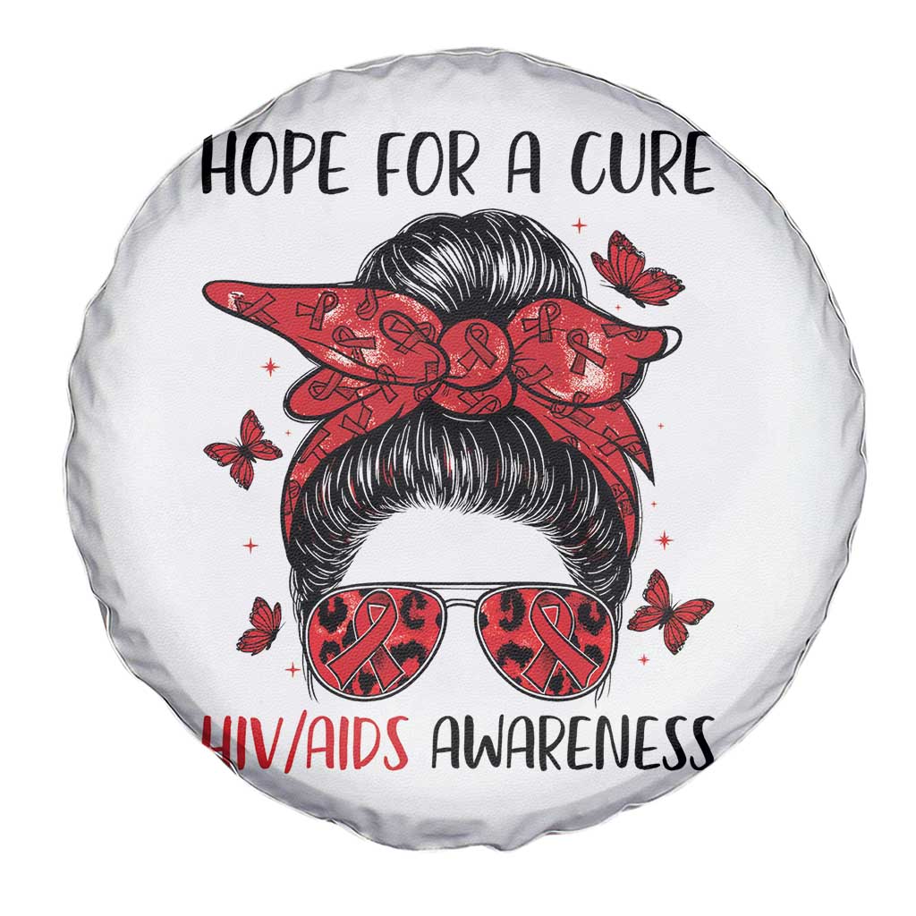 Hope For A Cure HIV Awareness Spare Tire Cover Strong Woman Red Ribbon Gift - Wonder Print Shop