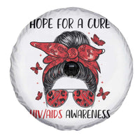 Hope For A Cure HIV Awareness Spare Tire Cover Strong Woman Red Ribbon Gift - Wonder Print Shop