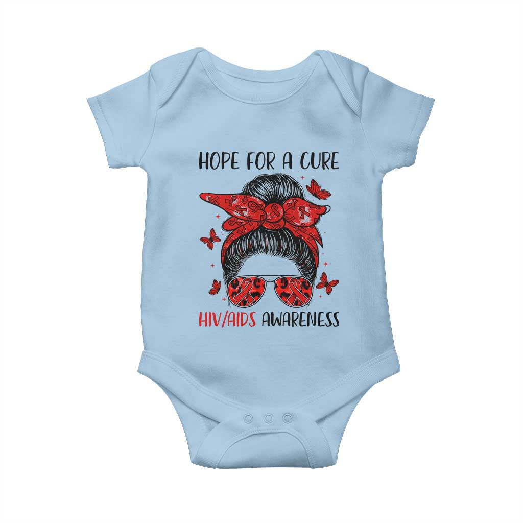 Hope For A Cure HIV Awareness Baby Onesie Strong Woman Red Ribbon Gift - Wonder Print Shop