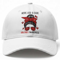 Hope For A Cure HIV Awareness Baseball Cap Strong Woman Red Ribbon Gift