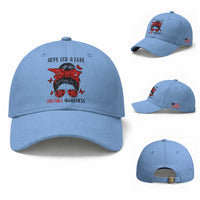 Hope For A Cure HIV Awareness Baseball Cap Strong Woman Red Ribbon Gift
