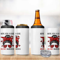 Hope For A Cure HIV Awareness 4 in 1 Can Cooler Tumbler Strong Woman Red Ribbon Gift - Wonder Print Shop