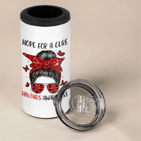 Hope For A Cure HIV Awareness 4 in 1 Can Cooler Tumbler Strong Woman Red Ribbon Gift - Wonder Print Shop