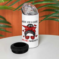 Hope For A Cure HIV Awareness 4 in 1 Can Cooler Tumbler Strong Woman Red Ribbon Gift - Wonder Print Shop