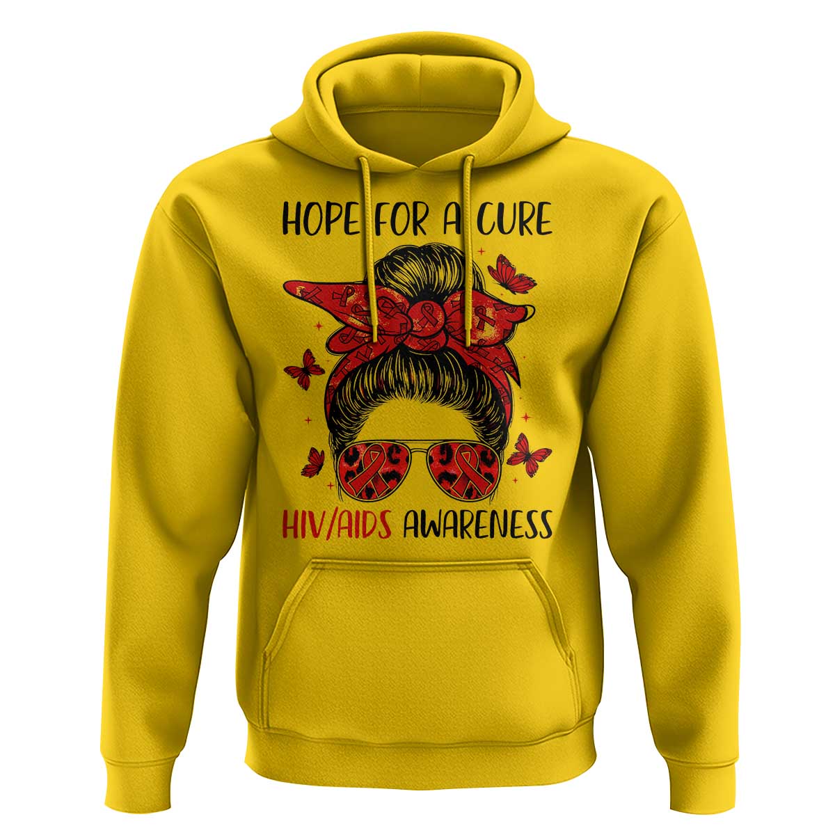 Hope For A Cure HIV Awareness Hoodie Strong Woman Red Ribbon Gift - Wonder Print Shop