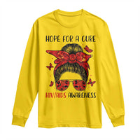 Hope For A Cure HIV Awareness Long Sleeve Shirt Strong Woman Red Ribbon Gift - Wonder Print Shop
