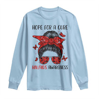 Hope For A Cure HIV Awareness Long Sleeve Shirt Strong Woman Red Ribbon Gift - Wonder Print Shop
