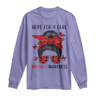 Hope For A Cure HIV Awareness Long Sleeve Shirt Strong Woman Red Ribbon Gift - Wonder Print Shop