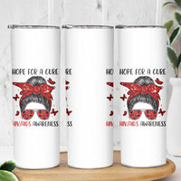Hope For A Cure HIV Awareness Skinny Tumbler Strong Woman Red Ribbon Gift - Wonder Print Shop