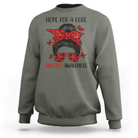 Hope For A Cure HIV Awareness Sweatshirt Strong Woman Red Ribbon Gift - Wonder Print Shop