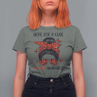 Hope For A Cure HIV Awareness T Shirt For Women Strong Woman Red Ribbon Gift - Wonder Print Shop