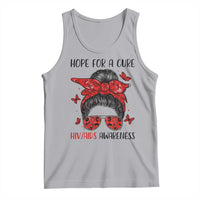 Hope For A Cure HIV Awareness Tank Top Strong Woman Red Ribbon Gift - Wonder Print Shop