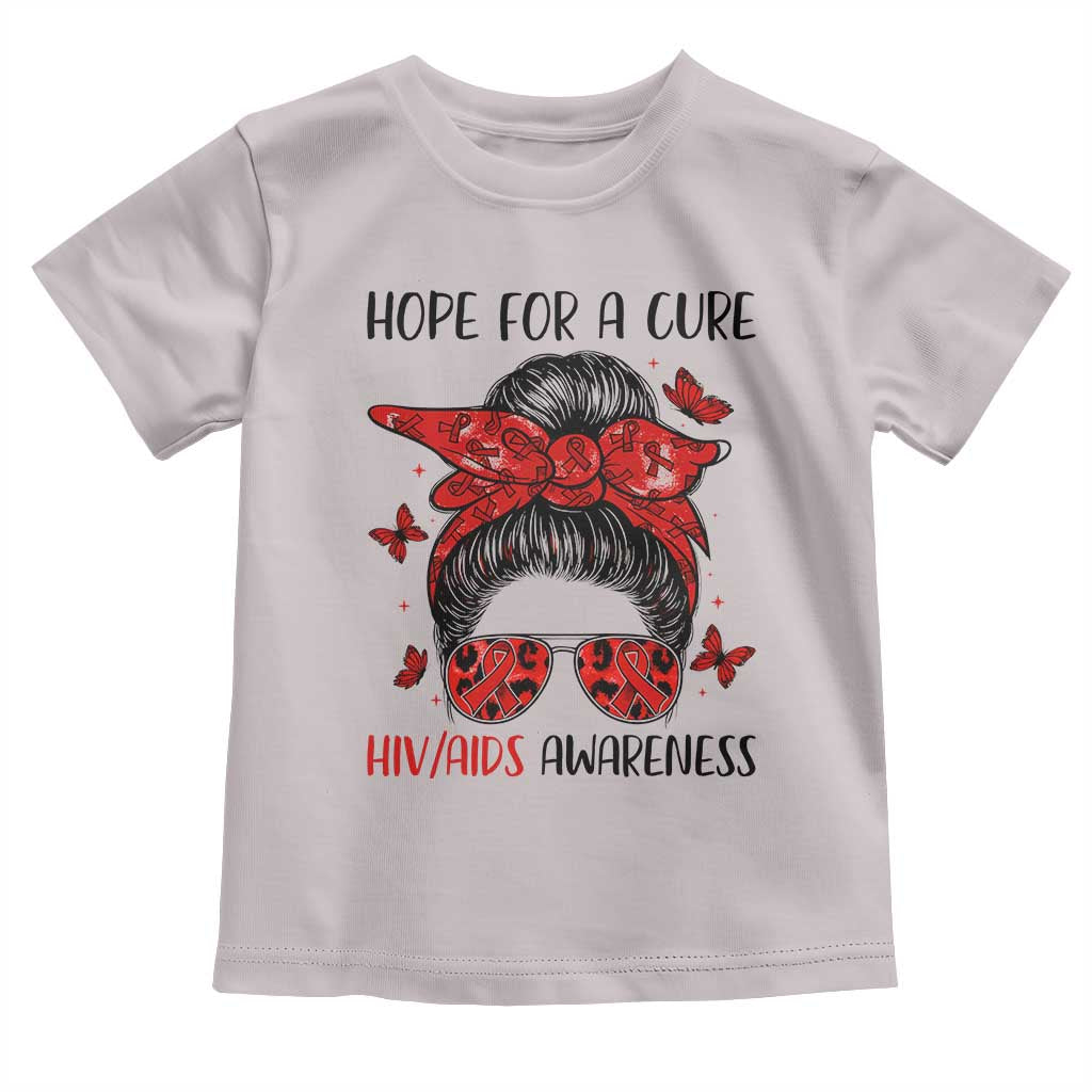 Hope For A Cure HIV Awareness Toddler T Shirt Strong Woman Red Ribbon Gift - Wonder Print Shop