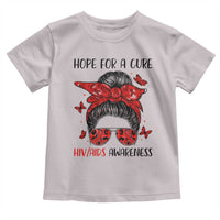 Hope For A Cure HIV Awareness Toddler T Shirt Strong Woman Red Ribbon Gift - Wonder Print Shop