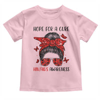 Hope For A Cure HIV Awareness Toddler T Shirt Strong Woman Red Ribbon Gift - Wonder Print Shop