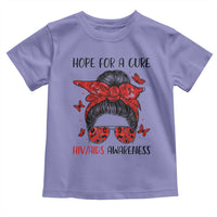 Hope For A Cure HIV Awareness Toddler T Shirt Strong Woman Red Ribbon Gift - Wonder Print Shop
