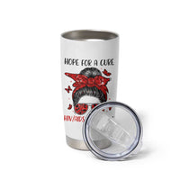 Hope For A Cure HIV Awareness Tumbler Cup Strong Woman Red Ribbon Gift - Wonder Print Shop