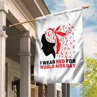 I Wear Red For World AIDS Day Garden Flag HIV Awareness Dragonfly Support Gift - Wonder Print Shop