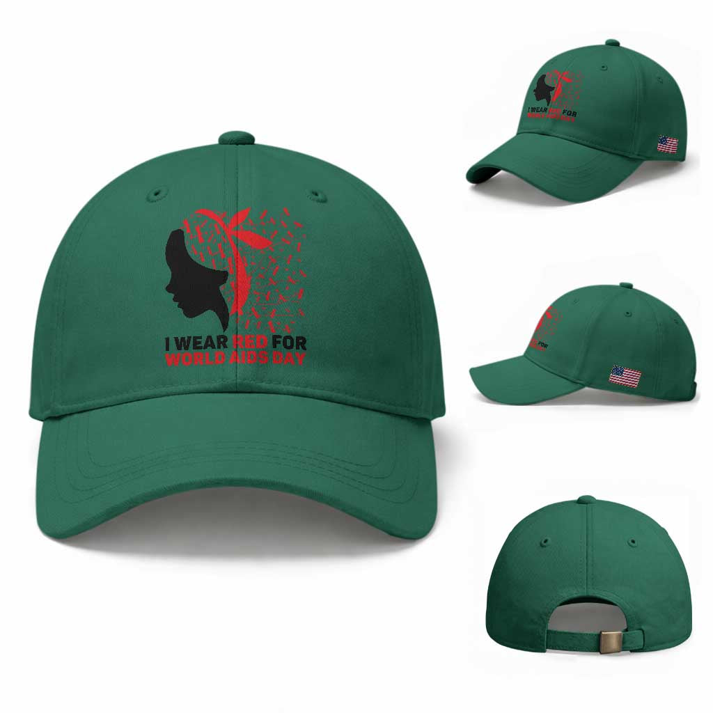 I Wear Red For World AIDS Day Baseball Cap HIV Awareness Dragonfly Support Gift