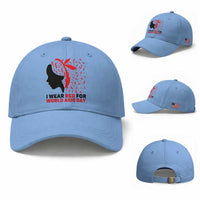 I Wear Red For World AIDS Day Baseball Cap HIV Awareness Dragonfly Support Gift